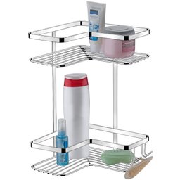 Suporte Duplo De Canto Porta Shampoo Sabonete Em Aço Cromado - 1 Suporte Duplo De Canto Porta Shampoo Sabonete Em Aço Cromado - 1
