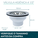 Ver imagem 2 de Valvula Americana 4 1/2 Pia Cubas Cozinha E Tanques Inox