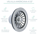 Ver imagem 6 de Valvula Americana 4 1/2 Pia Cubas Cozinha E Tanques Inox