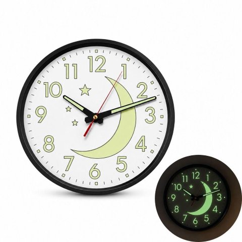 Relogio Parede Luz Noturna Fluorescente Estrelas Luminoso Infantil Brilha no Escuro Grande 30cm Anal