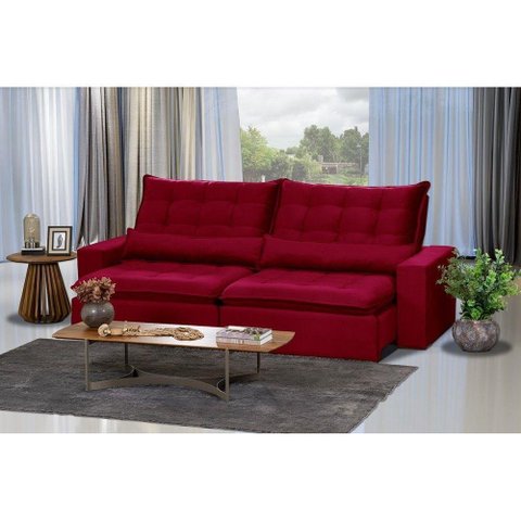 Sofá 4 Lugares 2.30 Mt Retrátil E Reclinável Vermelho