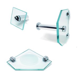 Kit De Acessórios P/ Banheiro 3 Pçs Em Vidro Incolor H602