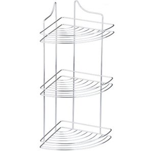 Suporte Para Shampoo De Canto Cromado Triplo Em Aço Cromado