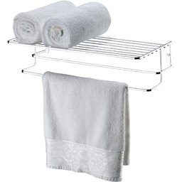 Suporte Porta Toalha Toalheiro Duplo Prateleira 55cm Cromado - 3