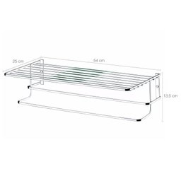Suporte Porta Toalha Toalheiro Duplo Prateleira 55cm Cromado - 4