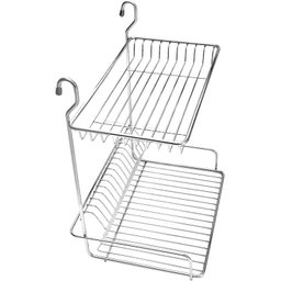 Escorredor De Louças Dois Andares Aço Cromado Para Barras - 4
