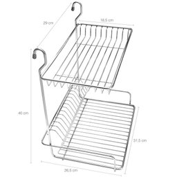 Escorredor De Louças Dois Andares Aço Cromado Para Barras - 2