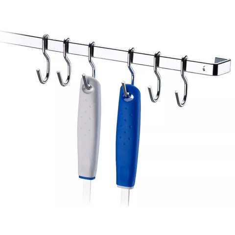 Suporte De Cozinha Porta Talheres - Barra 80cm Com 6 Ganchos