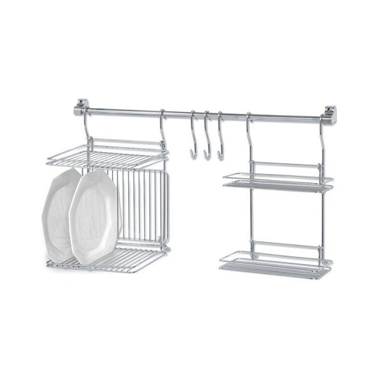 Kit Cozinha Barra Escorredor De Louças Prateleira Condimentos