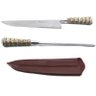 Kit Faca 10" Chaira Inox Rabo Tatu Bainha Couro Churrasco - 4