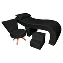 Ver imagem 1 de Kit Maca Metalasse Turqueza com Mocho e Escadinha 80 Cm Base Slk Decor Nina Preto