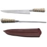 Conjunto Faca E Chaira Inox Rabo Tatu Bainha Couro Churrasco - 4