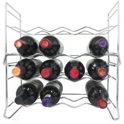 Adega Empilhável 8 Garrafas Vinho Suporte Garrafeira Cromada - 4