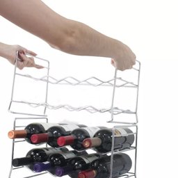 Adega Empilhável 8 Garrafas Vinho Suporte Garrafeira Cromada - 6