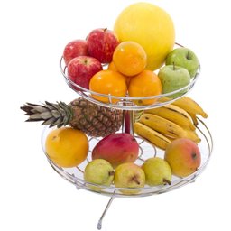 Fruteira Aço Cromado Dupla Redonda Acrílico Dois Andares - 1