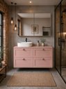 Ver imagem 1 de Gabinete para Banheiro com Tampo Cuba e Armário 120cm Retro MDF Rosa Milano - On Móveis