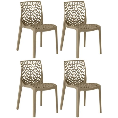 Kit 4 Cadeiras de Jantar Gruvyer em Polipropileno Nude Lianto Decor
