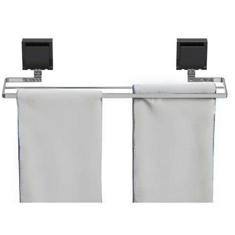 Porta Toalha Banho Toalheiro Duplo com Ventosa Cromado F.rbt