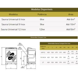 Sauna a Vapor Compact Line Universal 9kw com Porta 0,70x1,99 - 4
