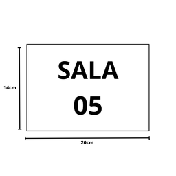 Placa Sinalização 1/2 Oficio Sala 05 Mdf Branco - 3