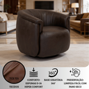 Ver imagem 3 de Poltrona Decorativa Roma Giratória em Courino Confortável Base 360 Graus Escritório Clínica Montada: