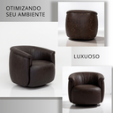 Ver imagem 2 de Poltrona Decorativa Roma Giratória em Courino Confortável Base 360 Graus Escritório Clínica Montada: