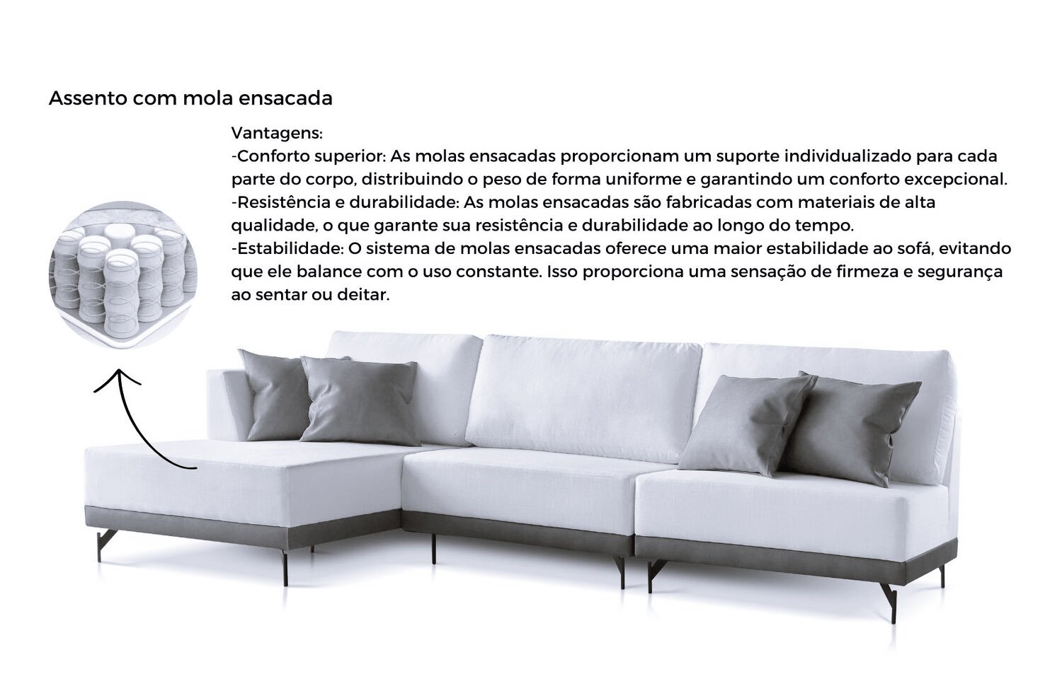 Sofá 2 e 3 Lugares Luxo Modulado Linho Off White 2,4m - 5