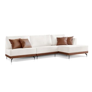 Sofá 2 e 3 Lugares Luxo Modulado Linho Off White 2,4m Chaise Ld