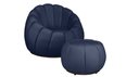 Ver imagem 1 de Kit Poltrona + Puff Decorativo Concha Veludo Azul Marinho