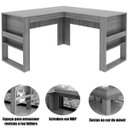 Ver imagem 3 de Mesa de Canto para Escritório em L Angular Detalhe Ripado Nogal