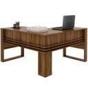 Ver imagem 1 de Mesa de Canto para Escritório em L Angular Detalhe Ripado Nogal