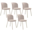 Ver imagem 1 de Kit 5 Cadeiras Sala de Jantar Estofada Gavi Arena L02 Suede Bege - Lyam Decor