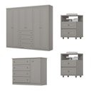 Ver imagem 2 de Quarto Casal com Guarda Roupa Comoda Mesas de Cabeceira Amy 7 Portas 12 Gavetas MDF-MDP Cinza
