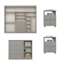 Ver imagem 5 de Quarto Casal com Guarda Roupa Comoda Mesas de Cabeceira Amy 7 Portas 12 Gavetas MDF-MDP Cinza
