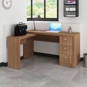 Ver imagem 2 de Mesa Em L Para Escritório 3 Gavetas ME4101 Amêndoa - Tecno Mobili