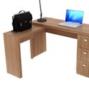Ver imagem 4 de Mesa Em L Para Escritório 3 Gavetas ME4101 Amêndoa - Tecno Mobili