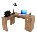Ver imagem 1 de Mesa Em L Para Escritório 3 Gavetas ME4101 Amêndoa - Tecno Mobili