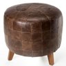 Puff Patchwork Mh-9812 Herval Redondo Madeira Eucalipto Estofado em Marrom Pé Alto Madeira Amêndoa - 1