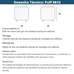 Puff Patchwork Mh-9812 Herval Redondo Madeira Eucalipto Estofado em Marrom Pé Alto Madeira Amêndoa - 4