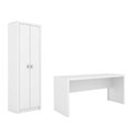 Ver imagem 1 de Escritório com Mesa para Computador Simples Gavetas e Armário 2 Portas Branco - Fdecor