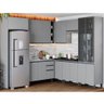Cozinha Modulada de Canto Completa 9 Peças Belize Cinza - Henn - 2