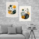 Ver imagem 2 de Kit 2 Quadros Abstratos Natureza Cosmos 24x18cm - com Vidro:moldura Branca