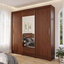 Ver imagem 1 de Guarda-Roupa Casal 3 Portas de Correr com Espelho e Pés 199cm 100% MDF Roma Espresso Móveis Marrom/Jequitiba