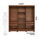 Ver imagem 4 de Guarda-Roupa Casal 3 Portas de Correr com Espelho e Pés 199cm 100% MDF Roma Espresso Móveis Marrom/Jequitiba