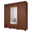 Ver imagem 3 de Guarda-Roupa Casal 3 Portas de Correr com Espelho e Pés 199cm 100% MDF Roma Espresso Móveis Marrom/Jequitiba