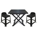 Ver imagem 1 de Mesa Quadrada Dobrável 80x72cm Preta + 2 Banquetas com Encosto