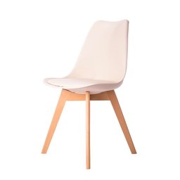 Kit 08 Cadeiras Leda Eames Jantar Cozinha com Assento Estofado Creme - 3