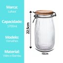 Ver imagem 7 de Pote Vidro Hermético Versalhes Tampa Bambu Trava Prime 1700ml - Lehaví