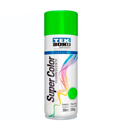 Tinta Spray Super Color Verde Fluorescente 350ml/250gr Tekbond
