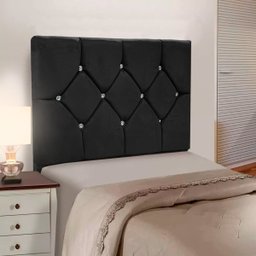 Cabeceira de Cama Box Solteiro Estofada Maju Tt - Preta - 2